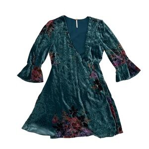 Free People Velvet Burnout Mini Wrap Dress